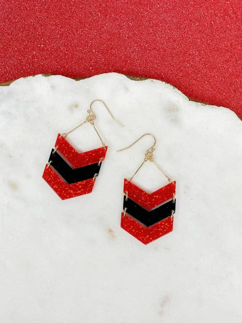 PREORDER: Glitter Game Day Arrow Dangle Earrings In Assorted Colors
