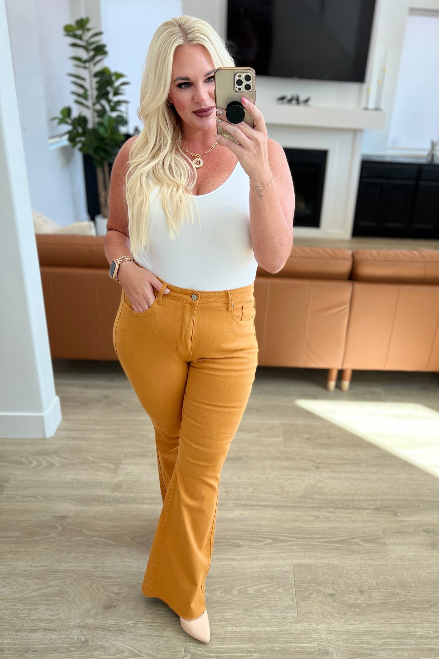 Marigold High Rise Control Top Flare Jeans