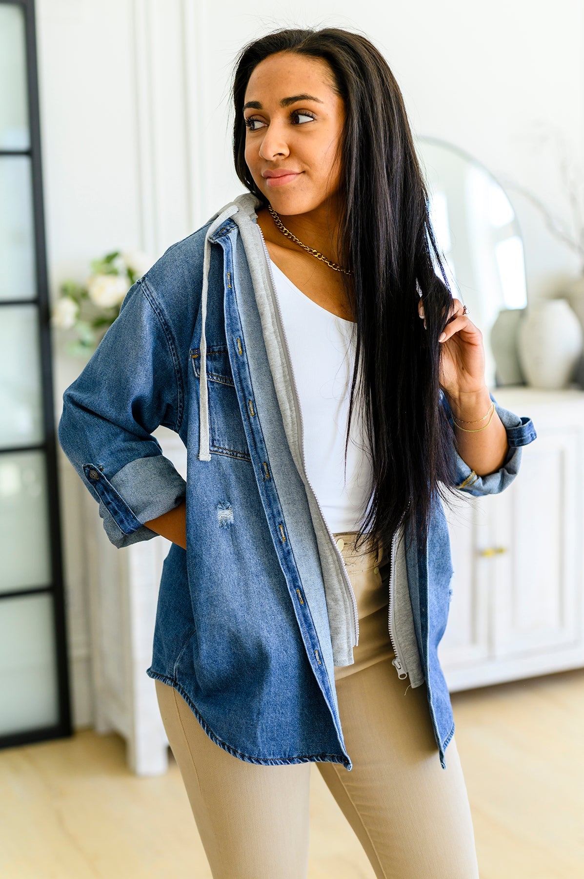 RESTOCKED! Jordan Hooded Denim Shacket