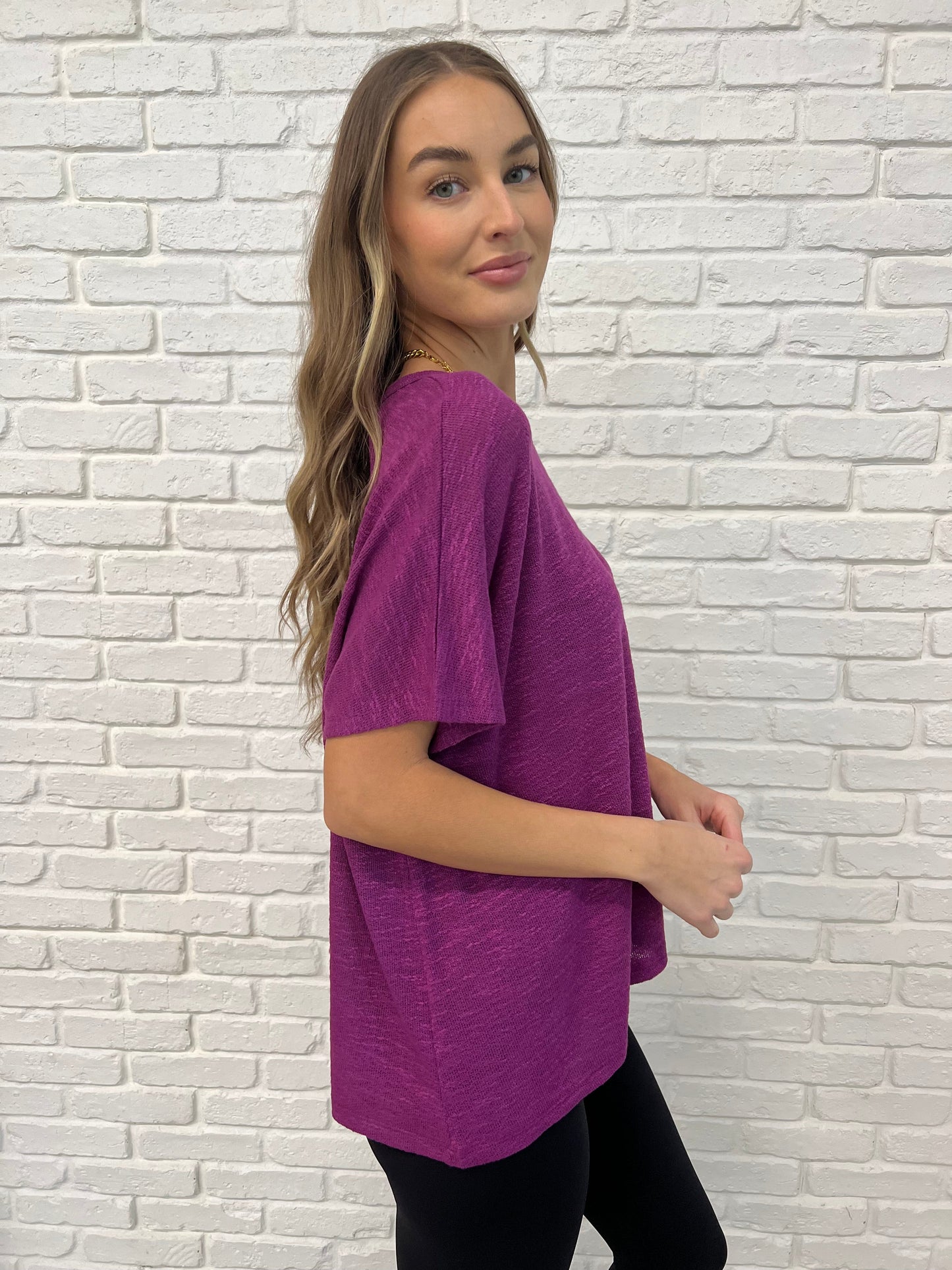 Basically Flowing Dolman Sleeve Top in Lt Plum