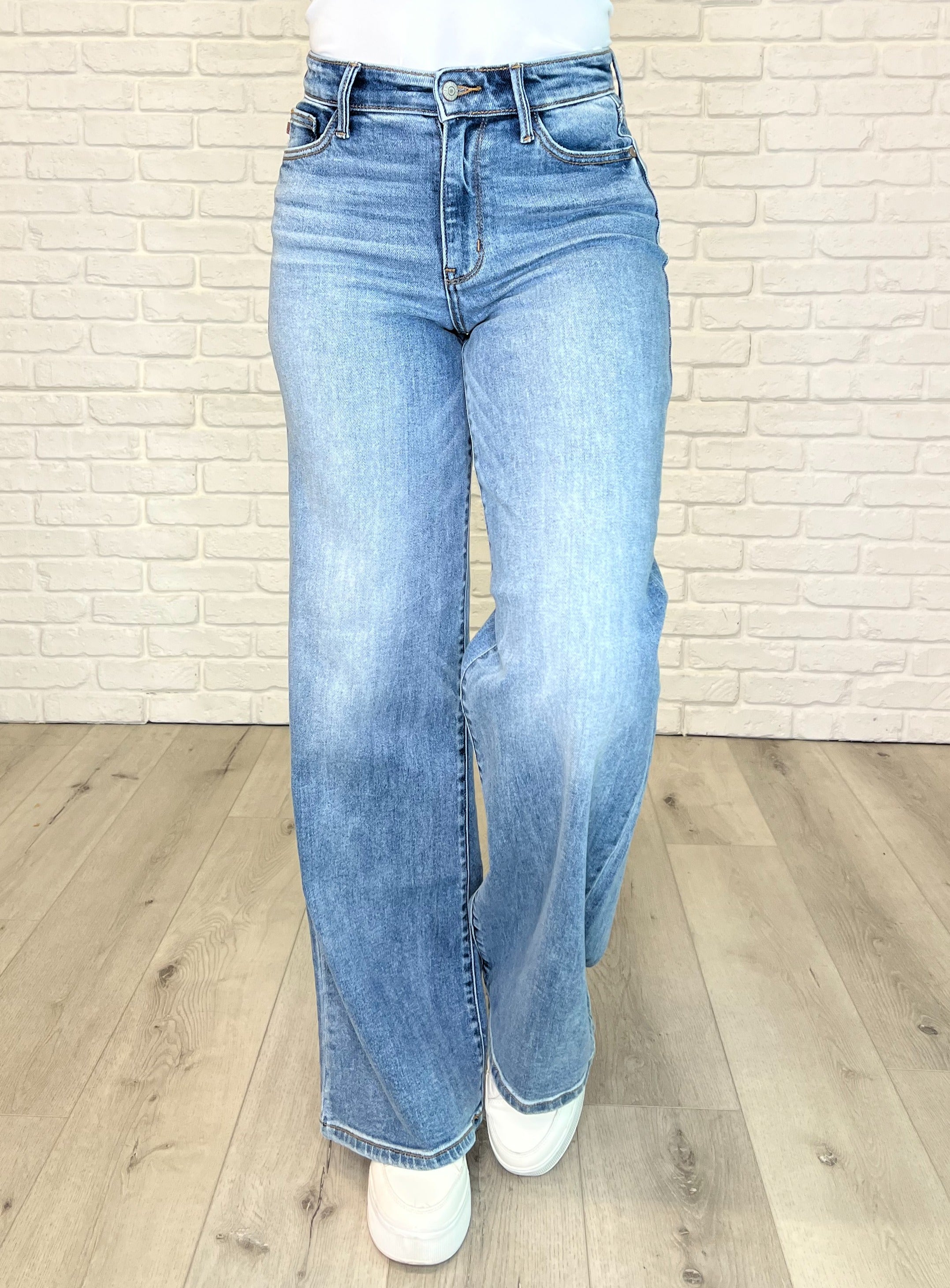 Karis High Rise Vintage Wash Retro Wide Leg – Elli + Co