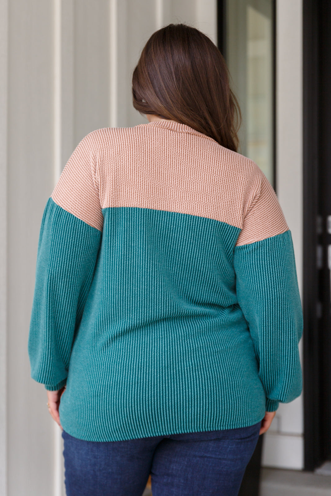 Retro and Ribbed Floral Color Block Top