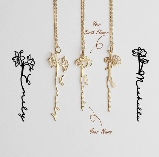 PREORDER: Custom Birth Flower Necklace in Three Colors