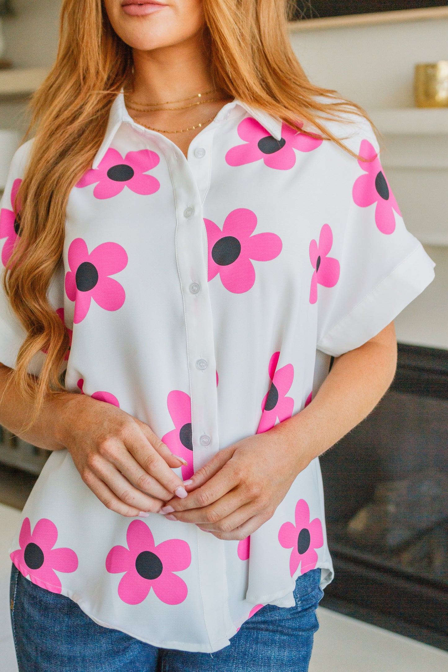 Daisy Delight Mod Floral Button Down