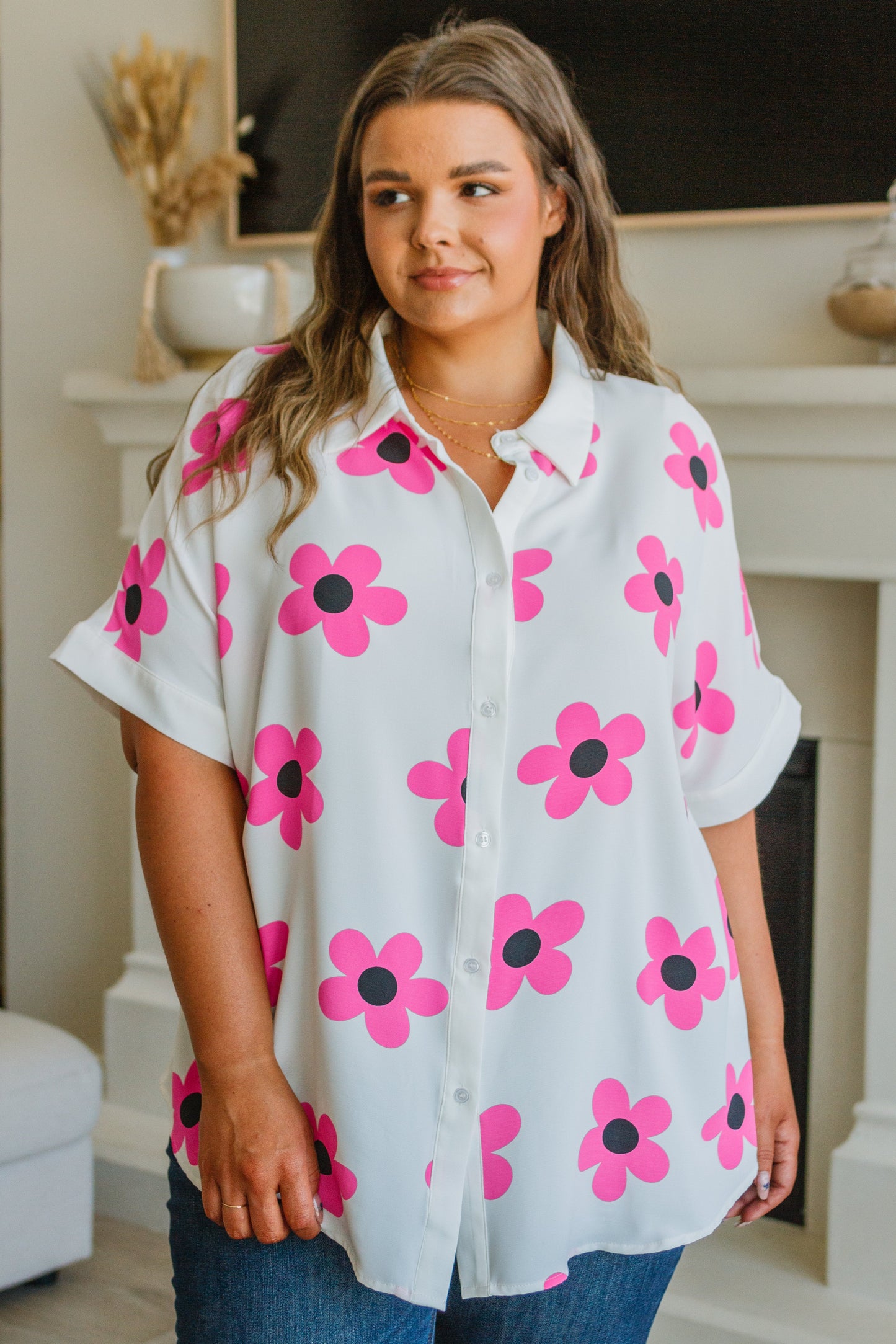 Daisy Delight Mod Floral Button Down