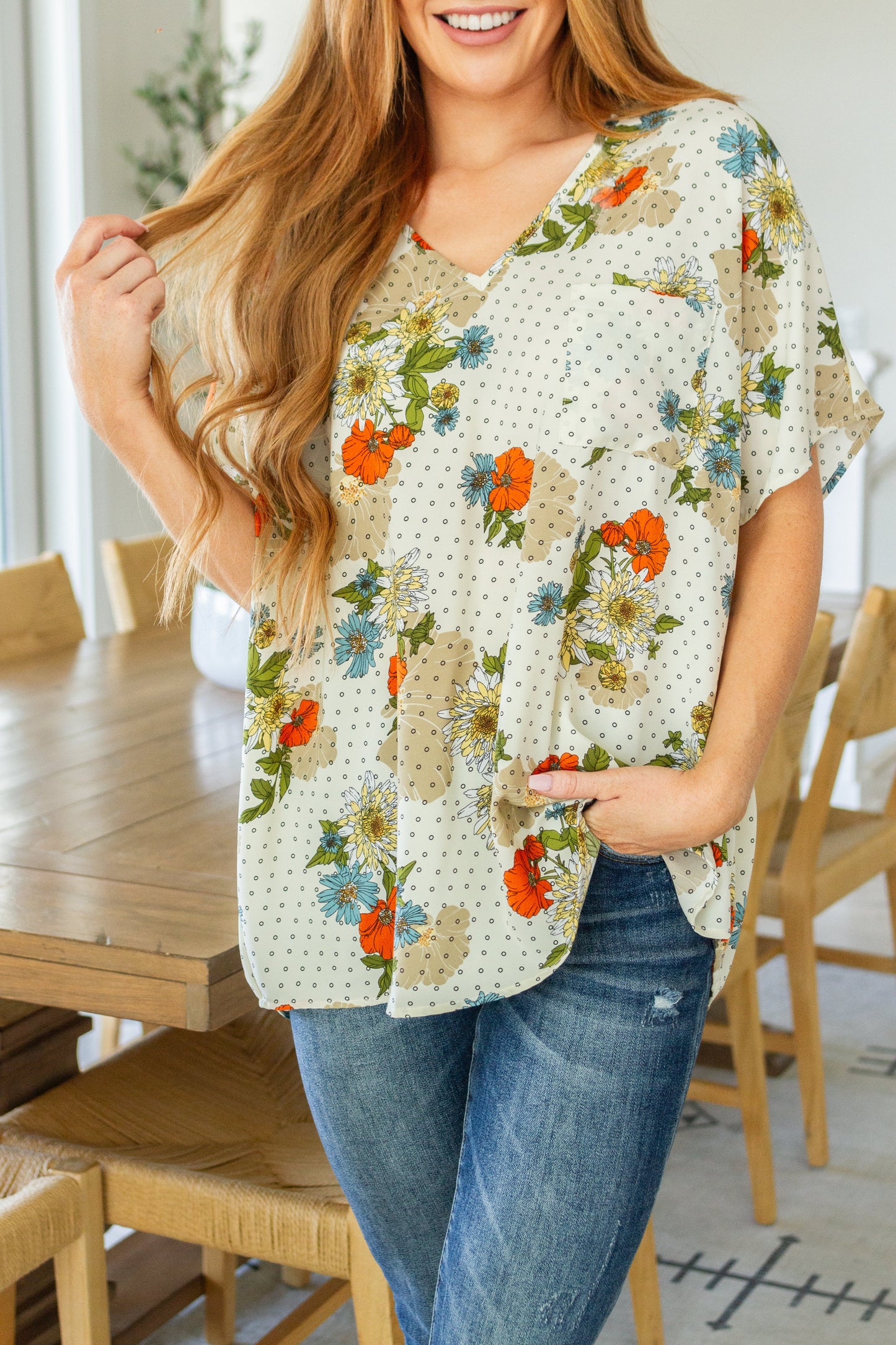 Good Morning Floral V-Neck Blouse