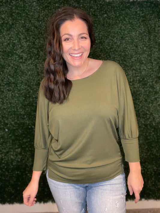 A Day Together Long Sleeve Top in Olive