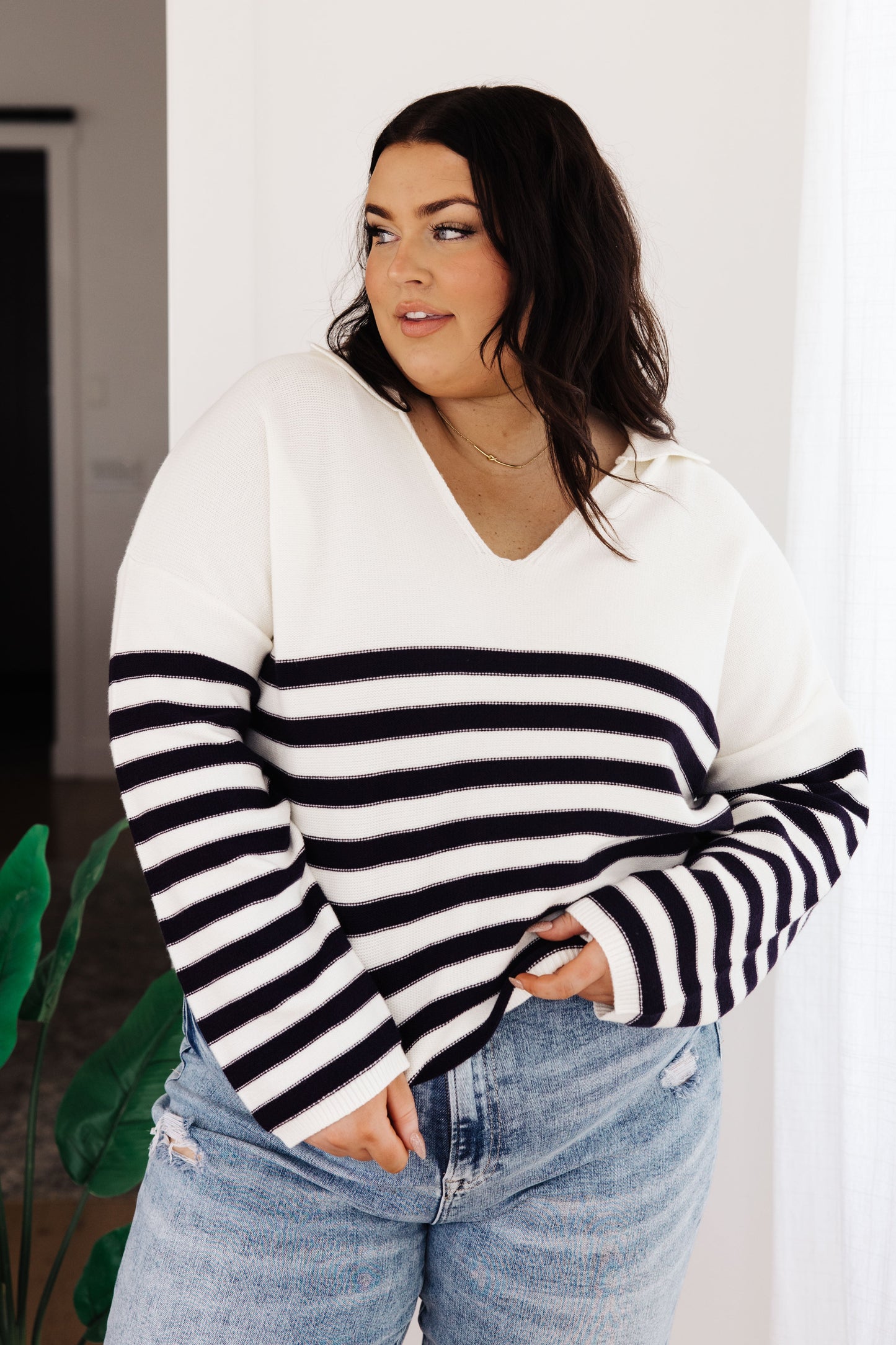 Memorable Moments Striped Sweater in White